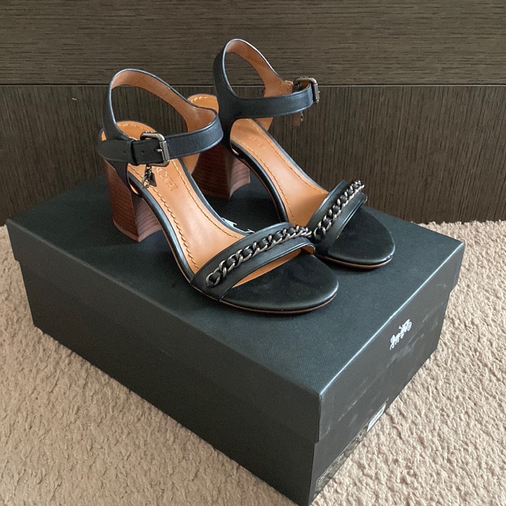 Coach Chain Mid Heel Sandals